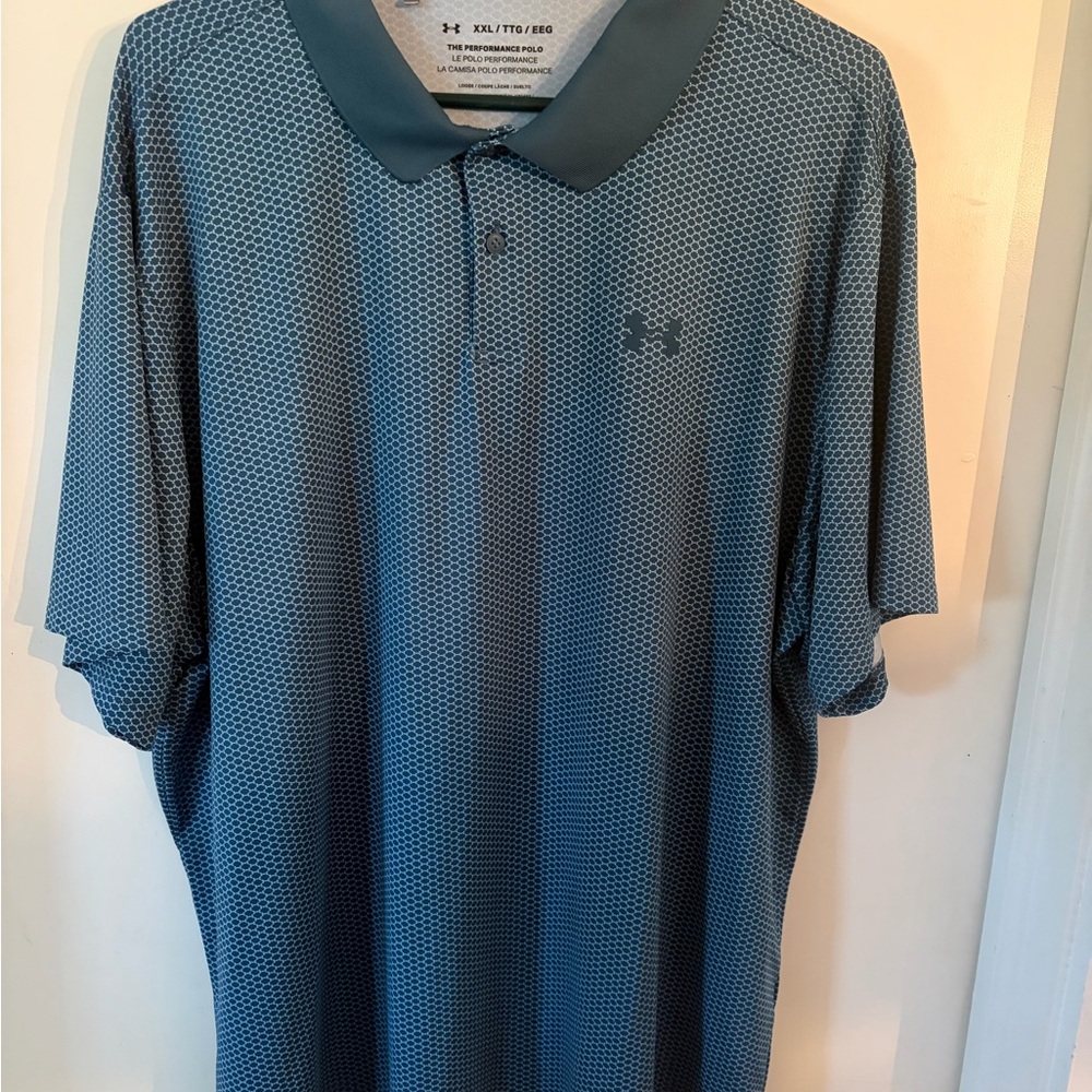 Under Armour Blue Teal Micro-Pattern Polo